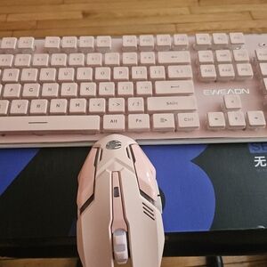 Pink Wireless Keyboard and Mouse Combo